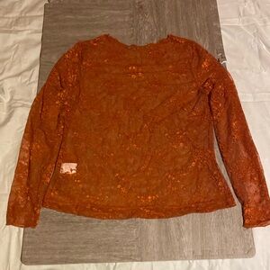 Rusty orange lace top long sleeves